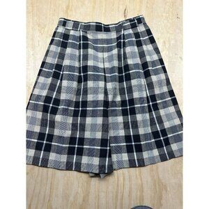 Leslie Steven LS Vintage Linen Blend Plaid Shorts 14 Tall Made In USA Career